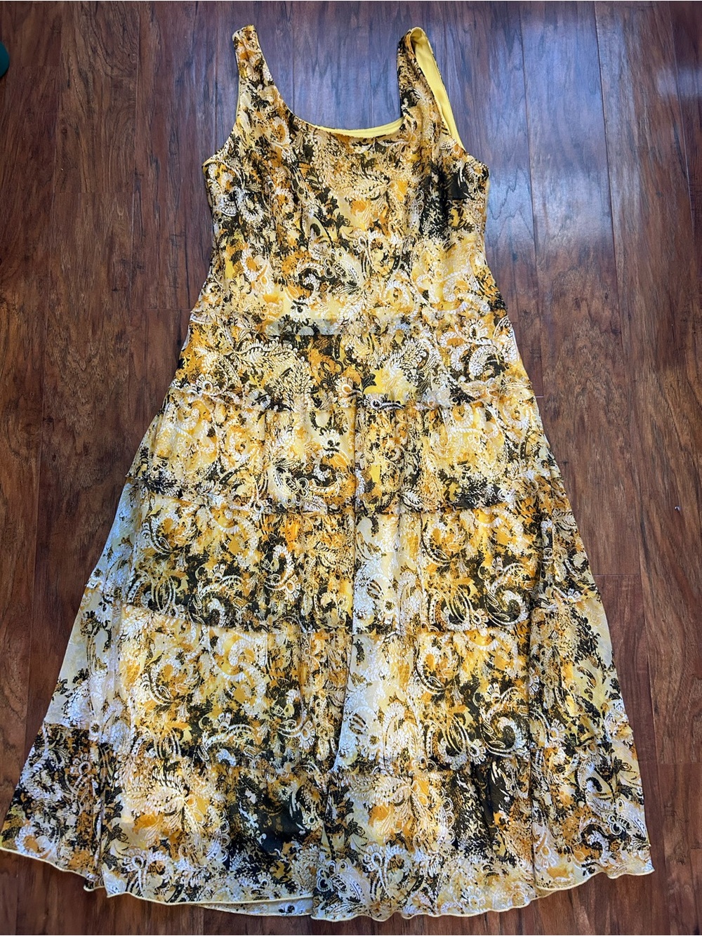 Sleeveless Sundress Tiered Floral Dress Multicolored Summer Mediterranean - Picture 2 of 7